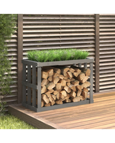 Porte-bûches d’extérieur Gris 108x52x74 cm Bois massif de pin | Mobilier & Déco