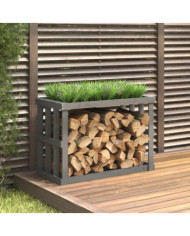 Porte-bûches d’extérieur Gris 108x52x74 cm Bois massif de pin | Mobilier & Déco