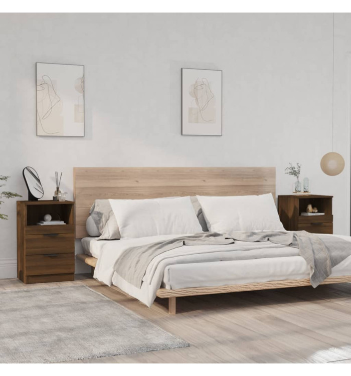 Tables de chevet 2 pcs Chêne marron Bois d'ingénierie | Mobilier & Déco