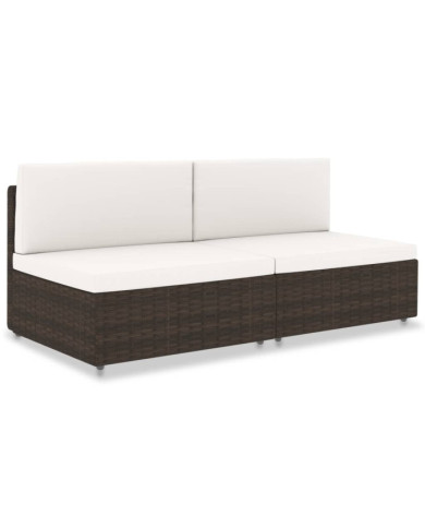 Canapé sectionnel 2 places Résine tressée Marron | Mobilier & Déco