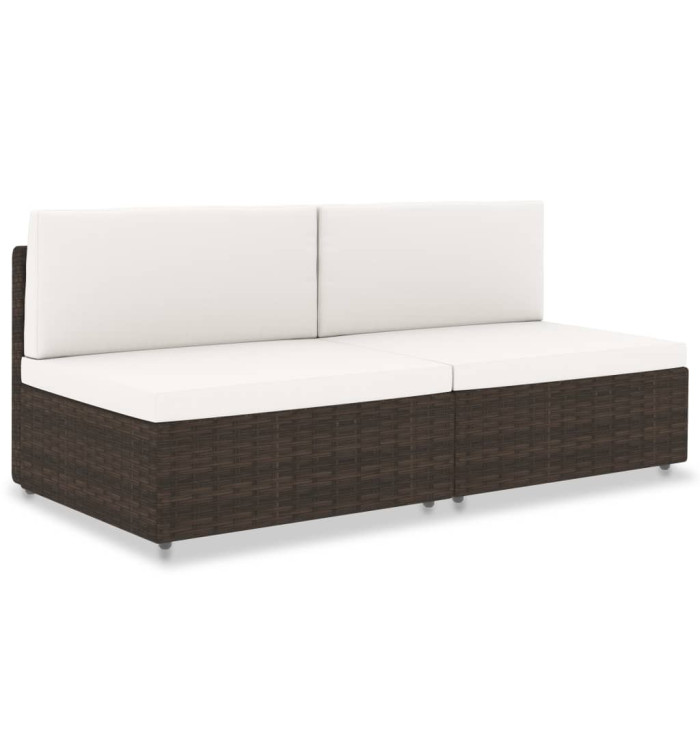 Canapé sectionnel 2 places Résine tressée Marron | Mobilier & Déco