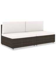 Canapé sectionnel 2 places Résine tressée Marron | Mobilier & Déco