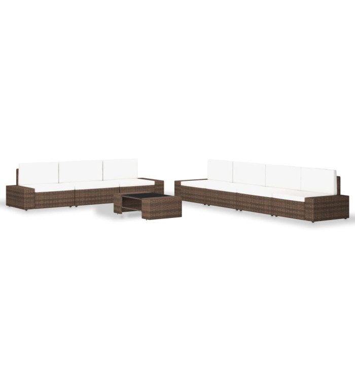 Salon de jardin 8 pcs Résine tressée Marron | Mobilier & Déco