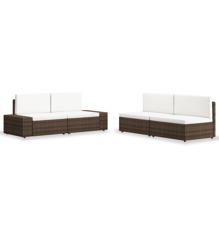 Salon de jardin 4 pcs Résine tressée Marron | Mobilier & Déco
