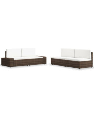 Salon de jardin 4 pcs Résine tressée Marron | Mobilier & Déco