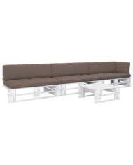 Salon de jardin palette 4 pcs et coussins Pin imprégné de blanc | Mobilier & Déco