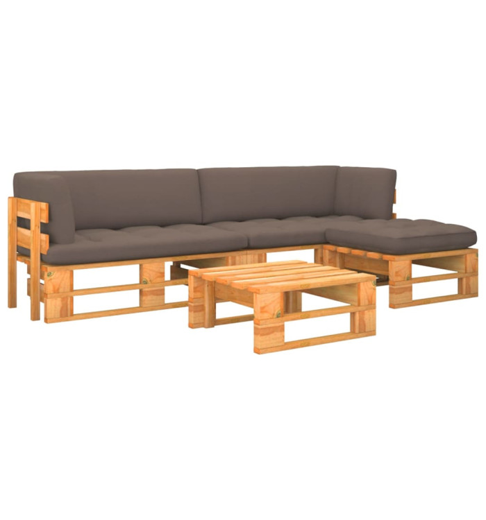 Salon de jardin palette 4 pcs Pin imprégné de marron miel | Mobilier & Déco
