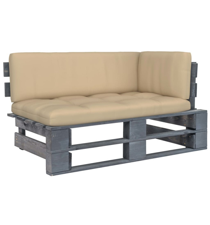 Canapé d'angle palette de jardin Gris Bois de pin imprégné | Mobilier & Déco