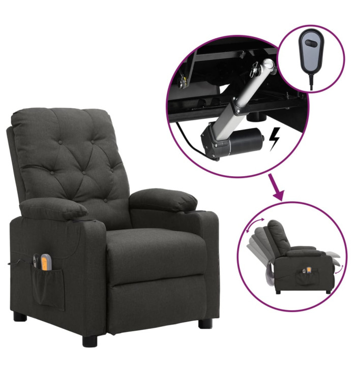 Fauteuil électrique de massage Gris foncé Tissu | Mobilier & Déco
