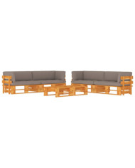 Salon de jardin palette 6 pcs Pin imprégné de marron miel | Mobilier & Déco
