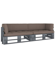Canapé palette 2 places avec coussins Pin imprégné de gris | Mobilier & Déco