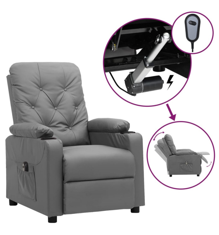 Fauteuil inclinable électrique Gris Similicuir | Mobilier & Déco