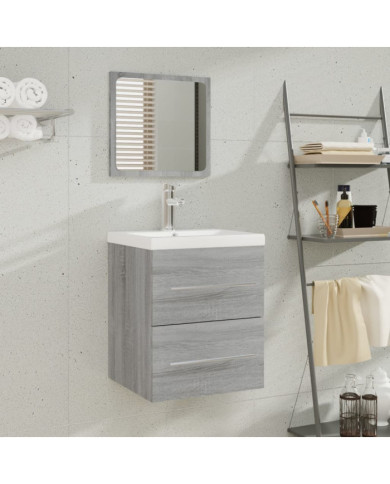 Meuble lavabo avec bassin intégré Sonoma gris Bois d'ingénierie | Mobilier & Déco