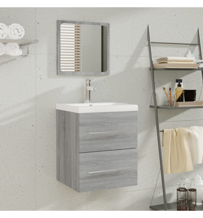Meuble lavabo avec bassin intégré Sonoma gris Bois d'ingénierie | Mobilier & Déco