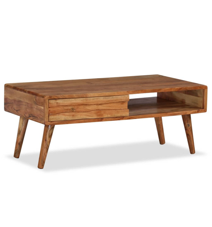 Table basse Bois massif avec tiroir sculpté 100x50x40 cm | Mobilier & Déco