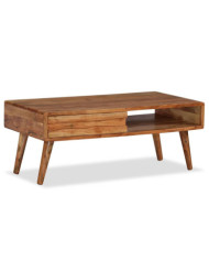 Table basse Bois massif avec tiroir sculpté 100x50x40 cm | Mobilier & Déco