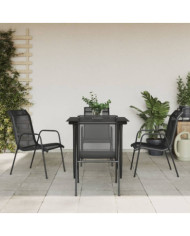 Ensemble à manger de jardin 5 pcs noir textilène et acier | Mobilier & Déco