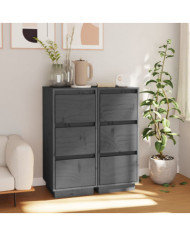 Buffets 2 pcs Gris 32x34x75 cm Bois massif de pin | Mobilier & Déco