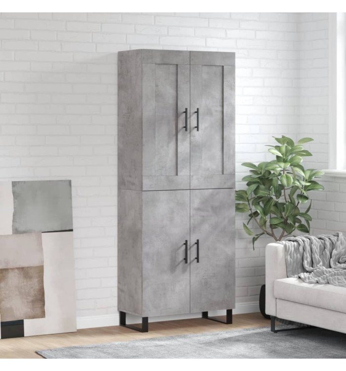 Buffet haut Gris béton 69,5x34x180 cm Bois d'ingénierie | Mobilier & Déco