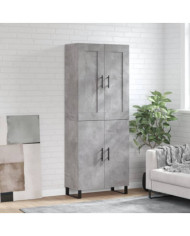 Buffet haut Gris béton 69,5x34x180 cm Bois d'ingénierie | Mobilier & Déco