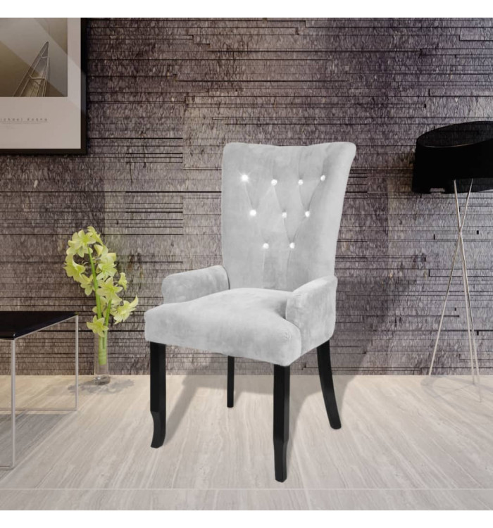 Fauteuil Argenté Velours | Mobilier & Déco