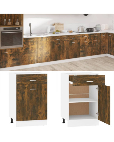 Armoire de plancher à tiroir "Lyon" Chêne fumé 50x46x81,5 cm | Mobilier & Déco