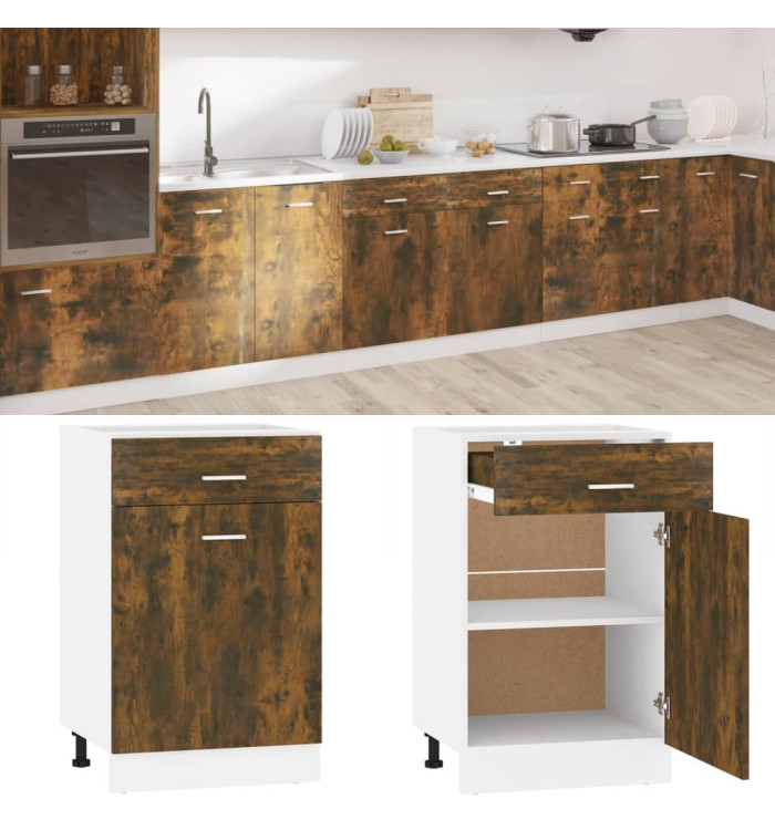 Armoire de plancher à tiroir "Lyon" Chêne fumé 50x46x81,5 cm | Mobilier & Déco