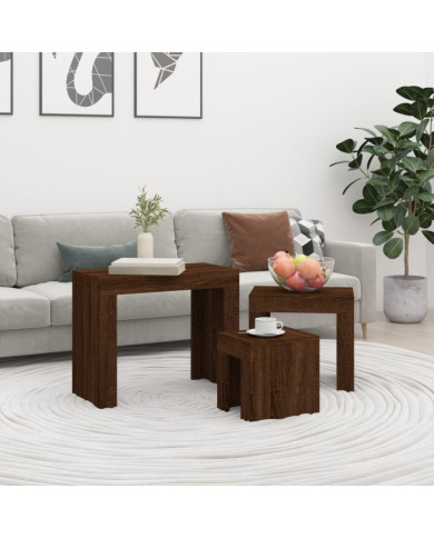 Tables basses gigognes 3 pcs chêne marron bois d'ingénierie | Mobilier & Déco