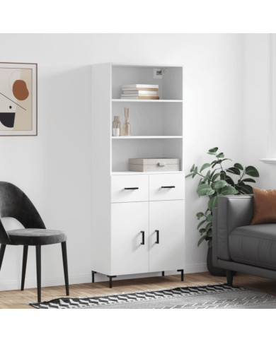 Buffet haut Blanc 69,5x34x180 cm Bois d'ingénierie | Mobilier & Déco