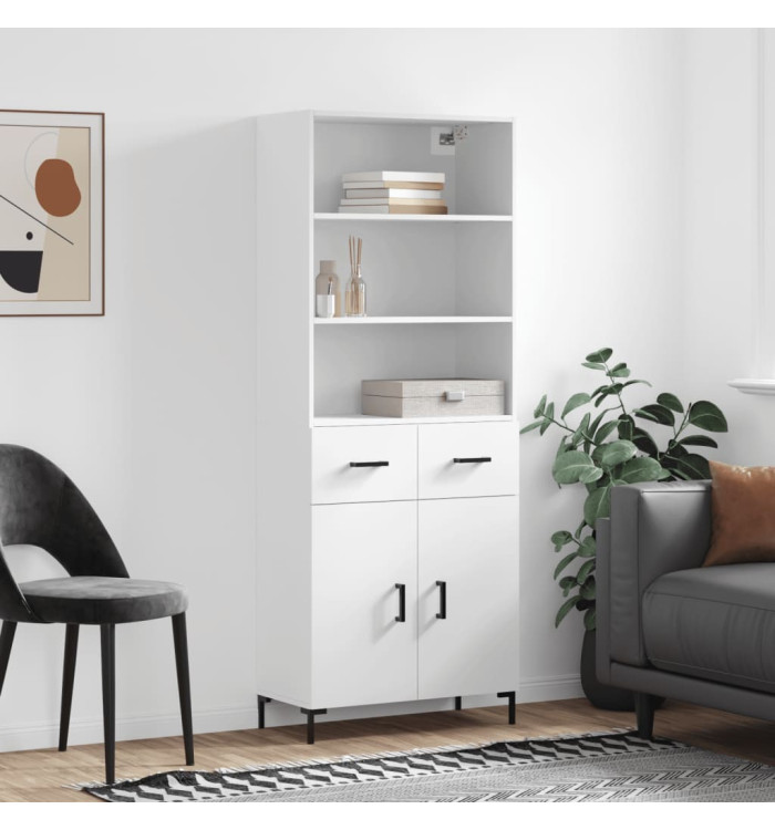 Buffet haut Blanc 69,5x34x180 cm Bois d'ingénierie | Mobilier & Déco