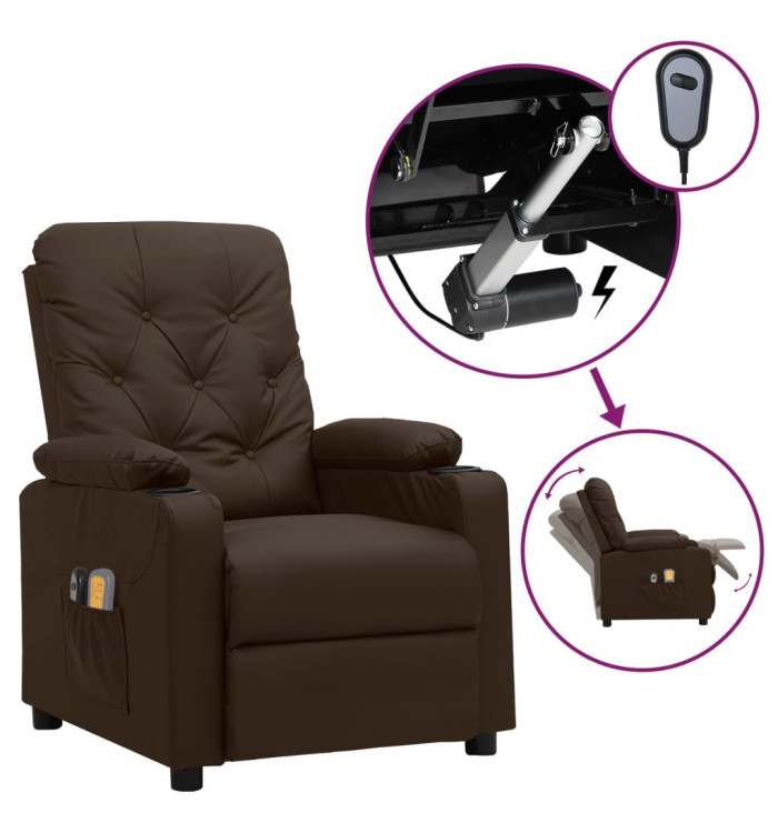Fauteuil de massage électrique Marron Similicuir | Mobilier & Déco
