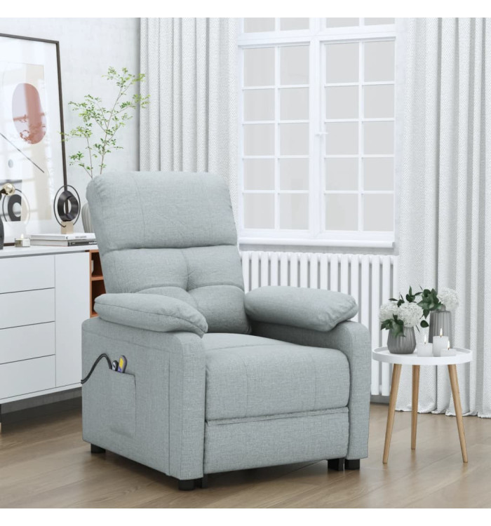 Fauteuil électrique de massage Gris clair Tissu | Mobilier & Déco