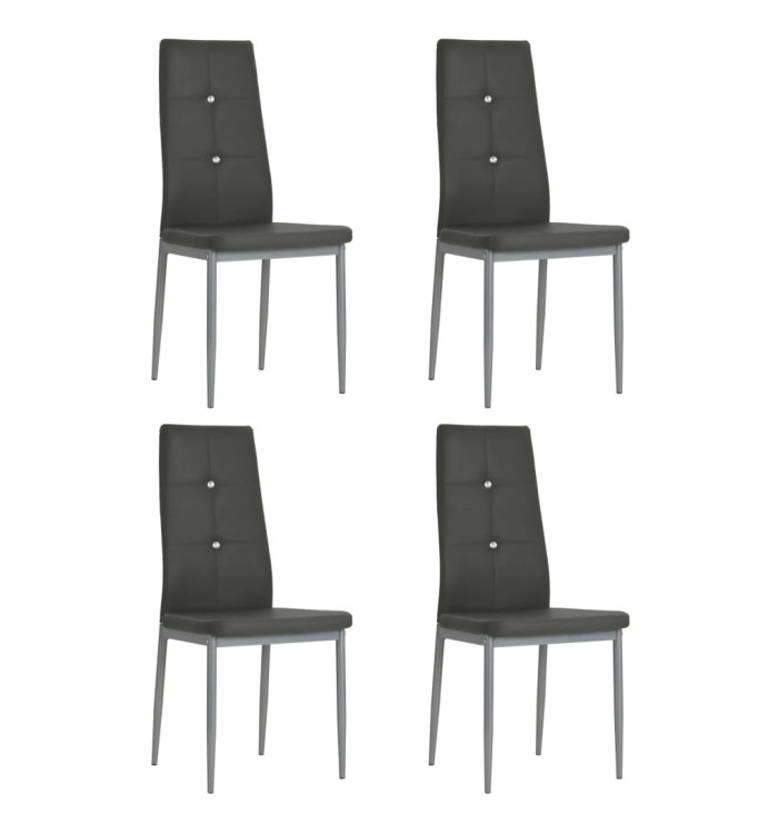 Chaises à manger lot de 4 gris similicuir | Mobilier & Déco