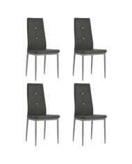 Chaises à manger lot de 4 gris similicuir | Mobilier & Déco