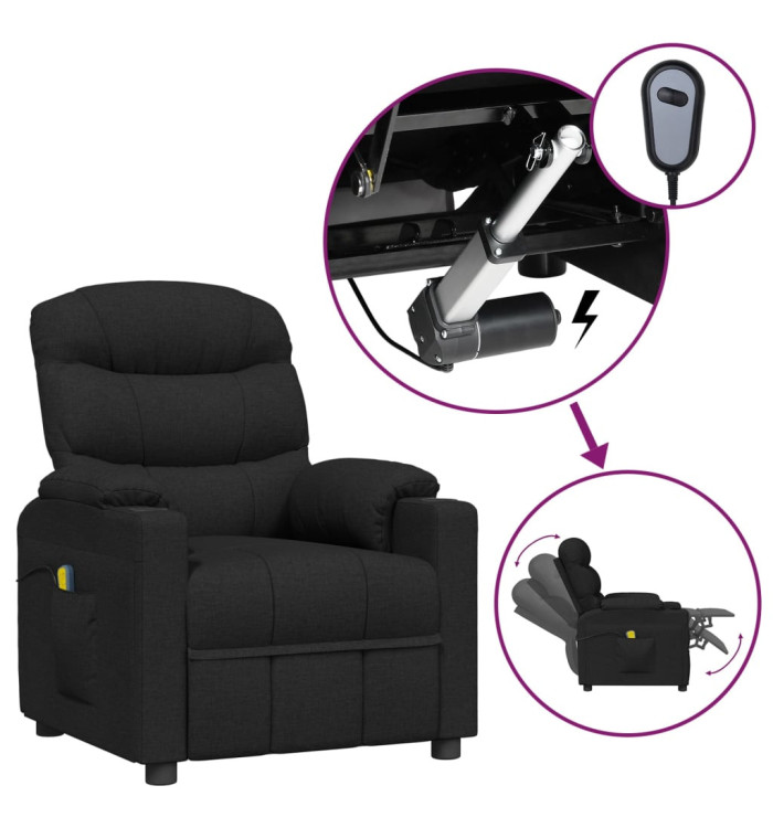 Fauteuil électrique de massage Noir Tissu | Mobilier & Déco