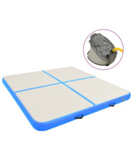 Tapis gonflable de gymnastique avec pompe 200x200x10cm PVC Bleu | Mobilier & Déco