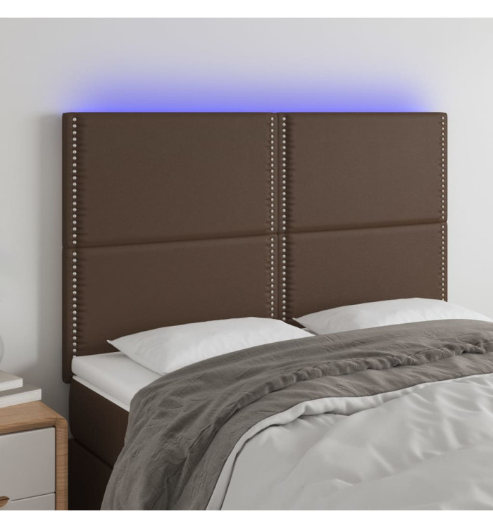 Tête de lit à LED Marron 144x5x118/128 cm Similicuir | Mobilier & Déco