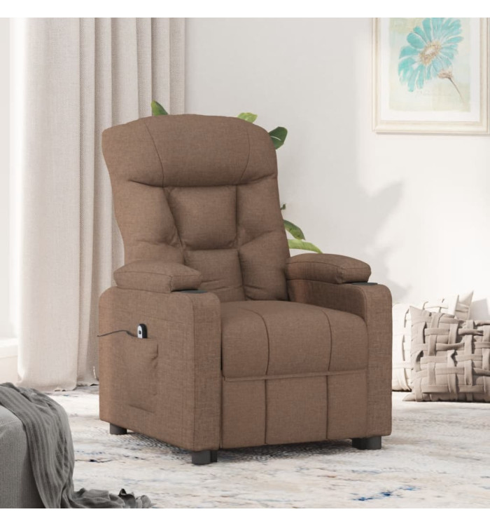 Fauteuil inclinable électrique Marron Tissu | Mobilier & Déco
