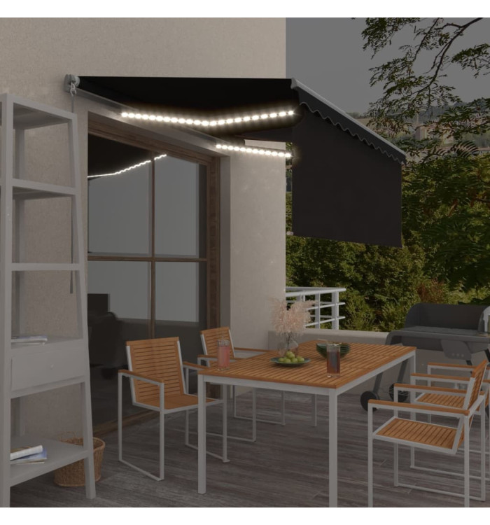 Auvent rétractable manuel avec store LED 3,5x2,5 m Anthracite | Mobilier & Déco