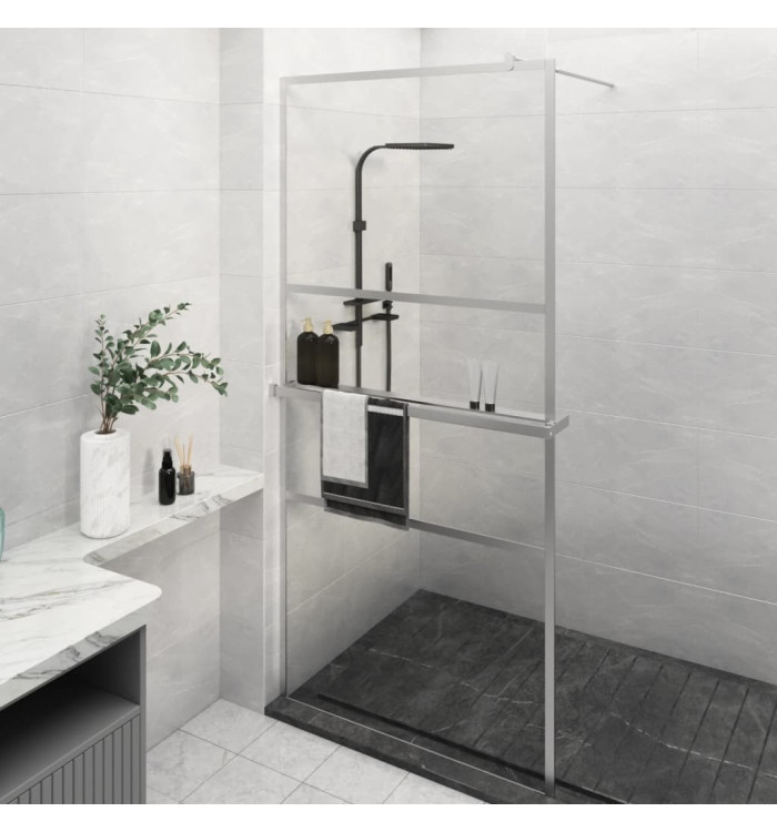 Paroi de douche et étagère Chrome 100x195cm Verre ESGetAluminium | Mobilier & Déco