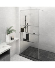 Paroi de douche et étagère Chrome 100x195cm Verre ESGetAluminium | Mobilier & Déco