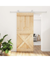Porte coulissante et kit de quincaillerie 90x210 cm pin massif | Mobilier & Déco