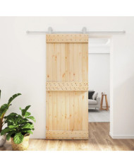 Porte coulissante et kit de quincaillerie 85x210 cm pin massif | Mobilier & Déco