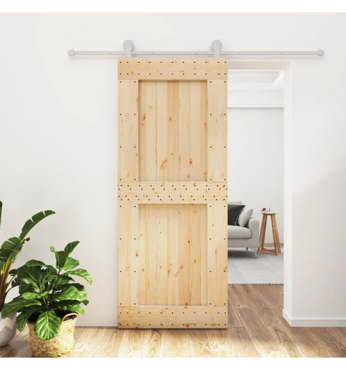 Porte coulissante et kit de quincaillerie 85x210 cm pin massif | Mobilier & Déco