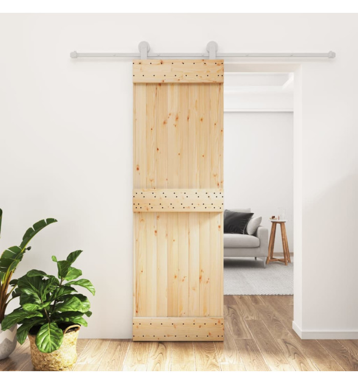 Porte coulissante et kit de quincaillerie 70x210 cm pin massif | Mobilier & Déco