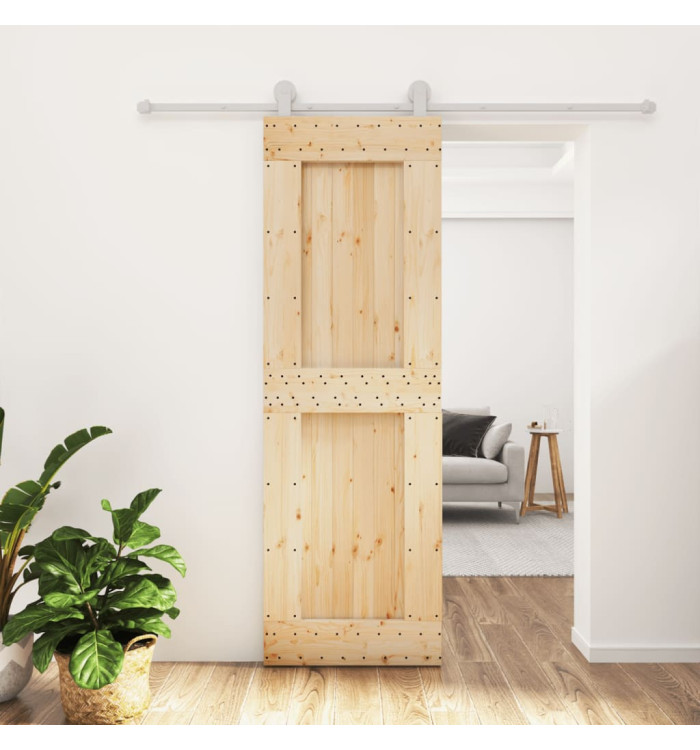 Porte coulissante et kit de quincaillerie 70x210 cm pin massif | Mobilier & Déco