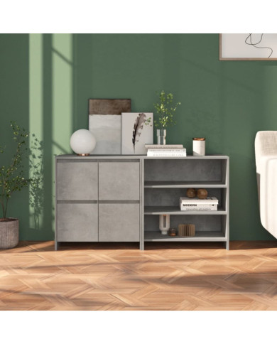 Buffets 2 pcs Gris béton Bois d'ingénierie | Mobilier & Déco