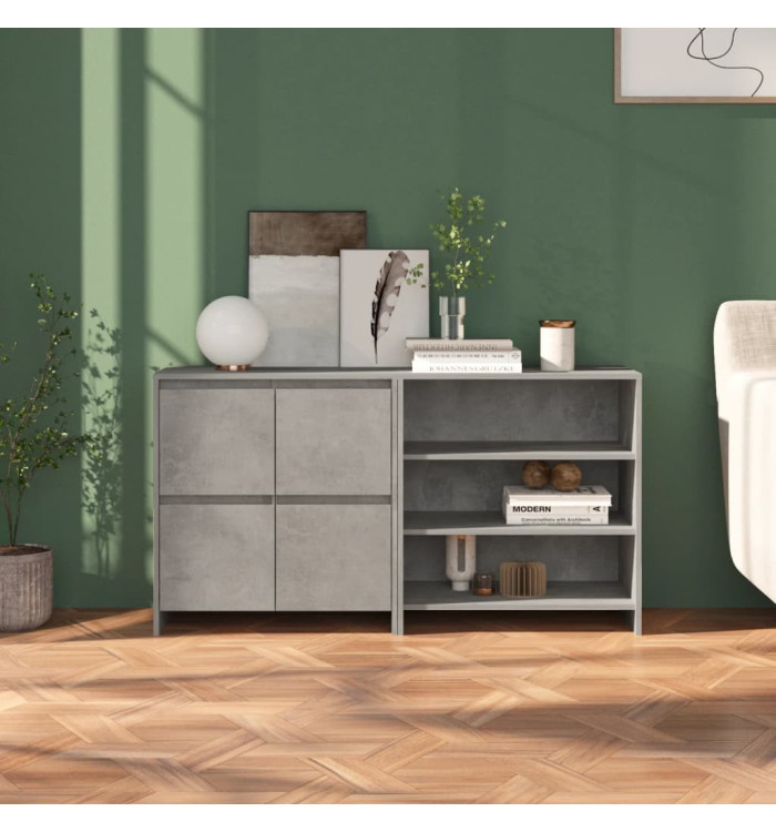 Buffets 2 pcs Gris béton Bois d'ingénierie | Mobilier & Déco