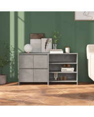 Buffets 2 pcs Gris béton Bois d'ingénierie | Mobilier & Déco