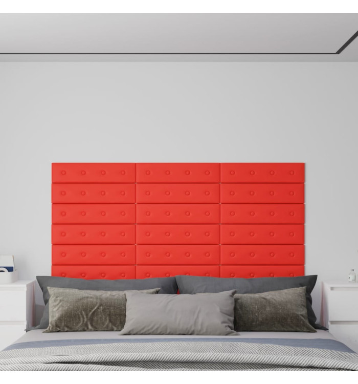 Panneaux muraux 12 pcs Rouge 60x15 cm Similicuir 1,08 m² | Mobilier & Déco